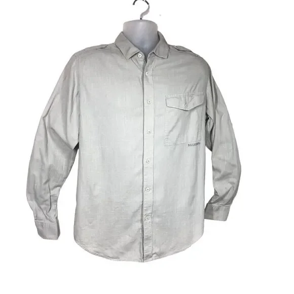 Billabong Shirt Mens M Light Tan Shoulder Tap Long Sleeve Minimalist Vintage - Picture 2 of 13